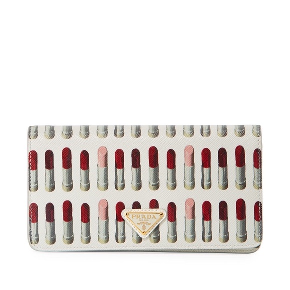 NIB Prada Lipstick Print Saffiano Clutch Crossbody - Picture 1 of 8